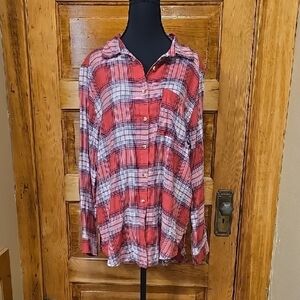C&C California Red and White Plaid Casual Shirt